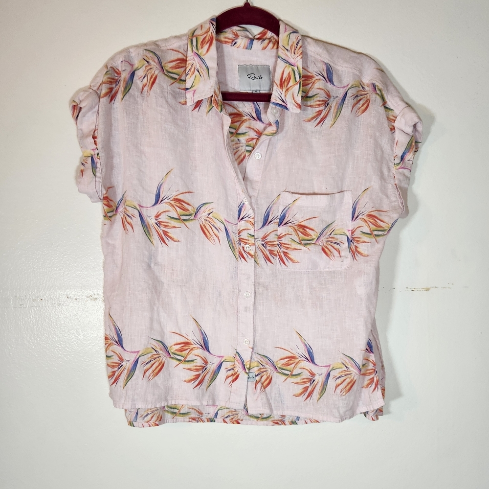RAILS Whitney Button Down in Blush Birds Of Paradise - Picture 4 of 8
